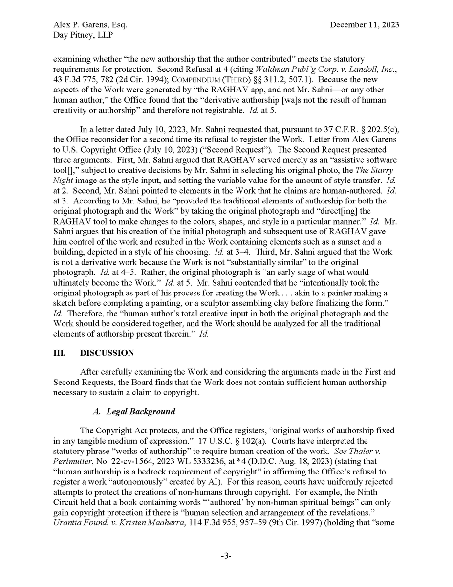 franklingraves's tweet image. 🚨 Breaking 🚨

@CopyrightOffice rejects Ankit Sahni's 2nd request for consideration of registering an image created using an  #AI painting app.

The work had previously been recognized for #copyright protection in India.

#generativeAI