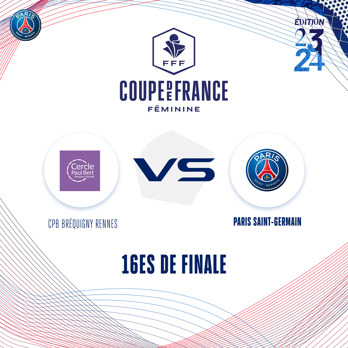 Nos Parisiennes affronteront le CPB Bréquigny Foot en 16es de finale de la Coupe de France féminine ! ⚽️ La rencontre aura lieu dimanche 14 janvier 2024. 🗓️ #CDFF