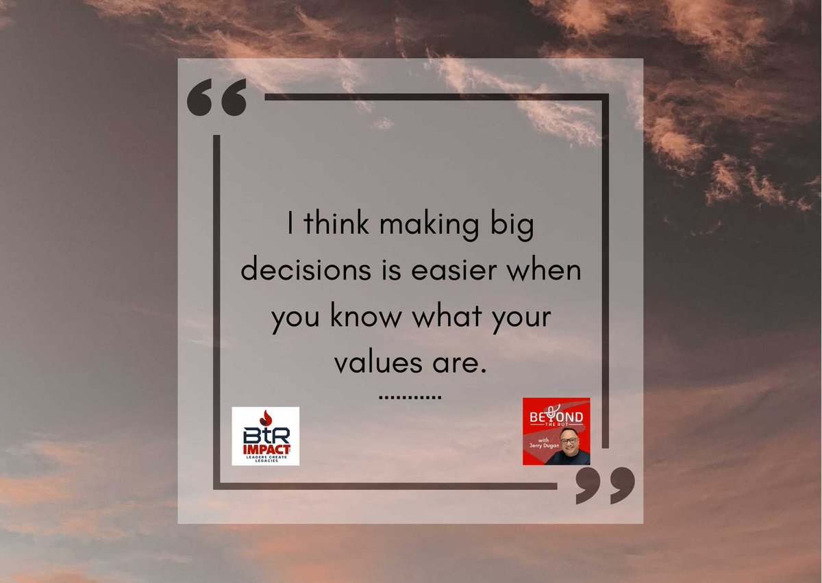I think making big decisions is easier when you know what your values are.
#decisionmaking
#corevalues
#valuesbasedleadership