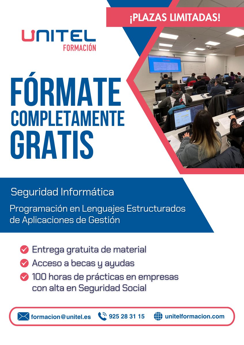 UnitelFormacion (@unitelformacion) on Twitter photo ¡Tenemos nuevos Certificados en Toledo!
Nuestros #Certificados son totalmente gratuitos, contienen prácticas en empresas del sector y se pueden solicitar diferentes #becas y ayudas durante el curso.
Más info en:
formacion@unitel.es
925 28 31 15 ¡Tenemos nuevos Certificados en Toledo!
Nuestros #Certificados son totalmente gratuitos, contienen prácticas en empresas del sector y se pueden solicitar diferentes #becas y ayudas durante el curso.
Más info en:
formacion@unitel.es
925 28 31 15
