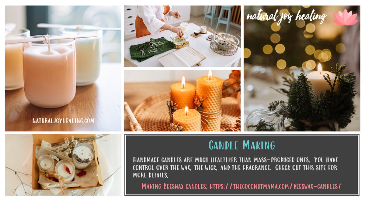 Holiday Gifts - 9. Making candles for  those you love can be a great family experience. From hunting for unique  jars to deciding colors, shapes, and scents. All natural. No harmful  ingredients.
#naturaljoyhealing #healthcoach #handmade #giftsoflove #candlemaking