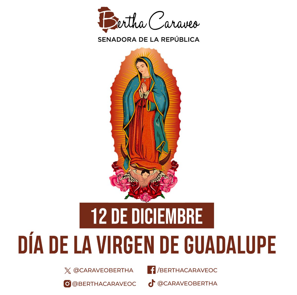 En el Día de la Virgen de Guadalupe conmemoramos una de las tradiciones más importantes del Pueblo Mexicano. 🇲🇽 ¡Muchas felicidades! 🌹