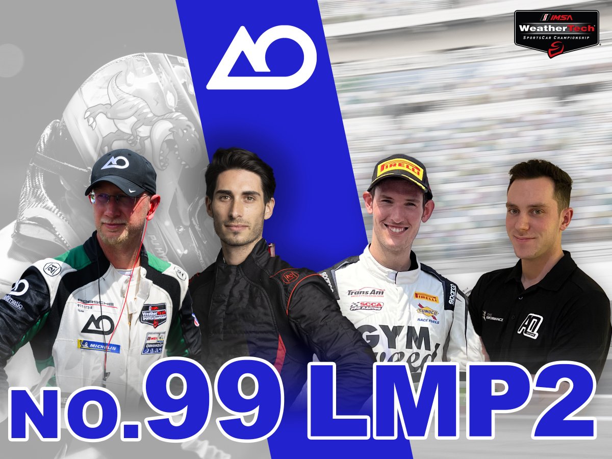 AORacingUSA's tweet image. Our full lineup for the No. 99 LMP2 AO Racing car is here! Join us in welcoming @MattyBrabs and @alex_quinn01 to the team, racing alongside PJ Hyett and Paul-Loup Chatin!

Story: bit.ly/46O8Wy1