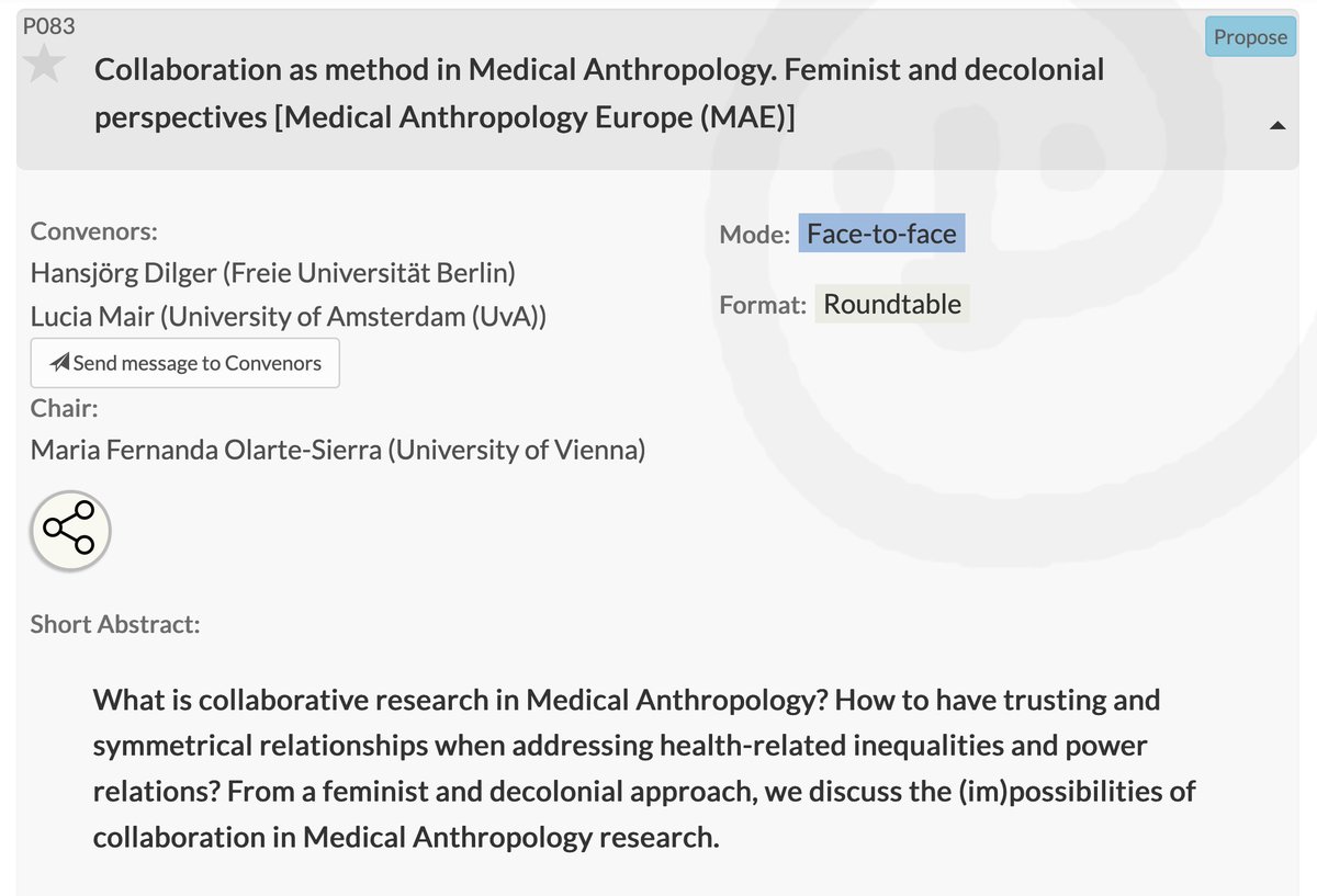 Please submit your paper for our <a href="/EASAinfo/">EASA</a> 2024 panel in Barcelona: "Collaboration as method in Medical Anthropology. Feminist and decolonial perspectives". With @mfolartesierra &amp; @lucimair &amp; sponsored by <a href="/medanteurope/">MAE/MAYS</a>: easaonline.org/conferences/ea… via <a href="/medethnoblog/">Medizinethnologie</a> #EASA2024