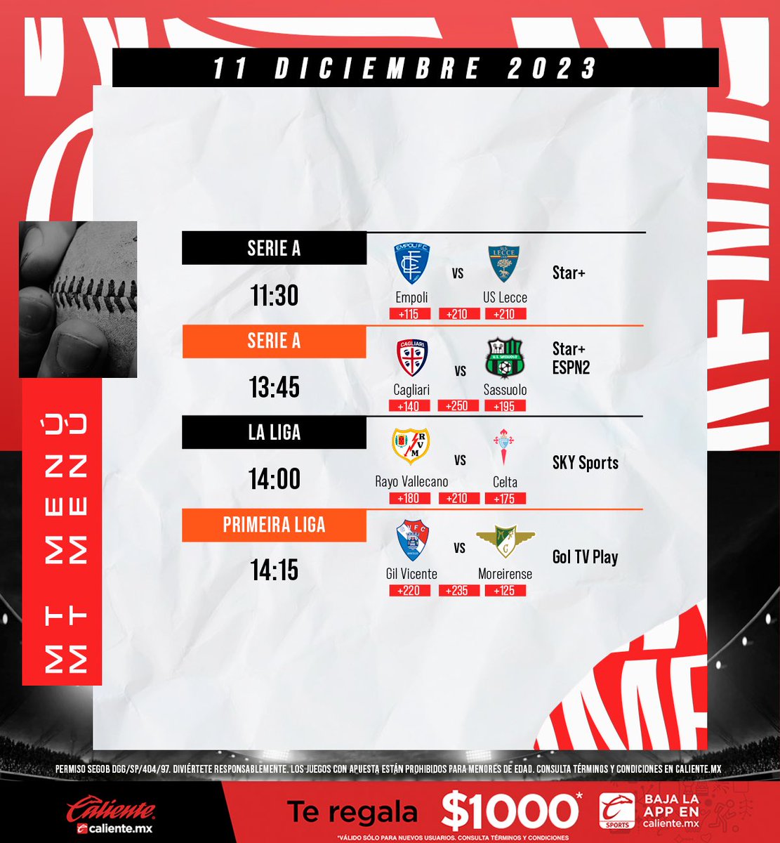 mediotiempo's tweet photo. ¡Regresan las mejores ligas de Europa! 🔥⚽️
@calientesports nos trae el #MTMenu con los mejores partidos del día.
#LosMejoresMomios #MasAccionMasDiversion
https://t.co/CLCbG8apBq https://t.co/iUv9p5nJSa