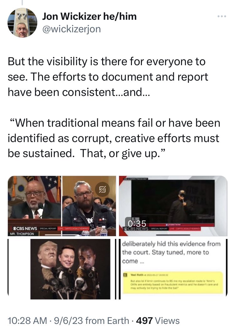JonWickizer's tweet photo. @Holly_A_K @ChrisCuomo What happens @ChrisCuomo , when the powerful and influential, who self proclaim their own “perfection”, openly state their intentions to destroy our democracy? Average, imperfect people, try to navigate the corruption and protect our democracy. Do you @ChrisCuomo hear us? https://t.co/uXbEV7W7xz