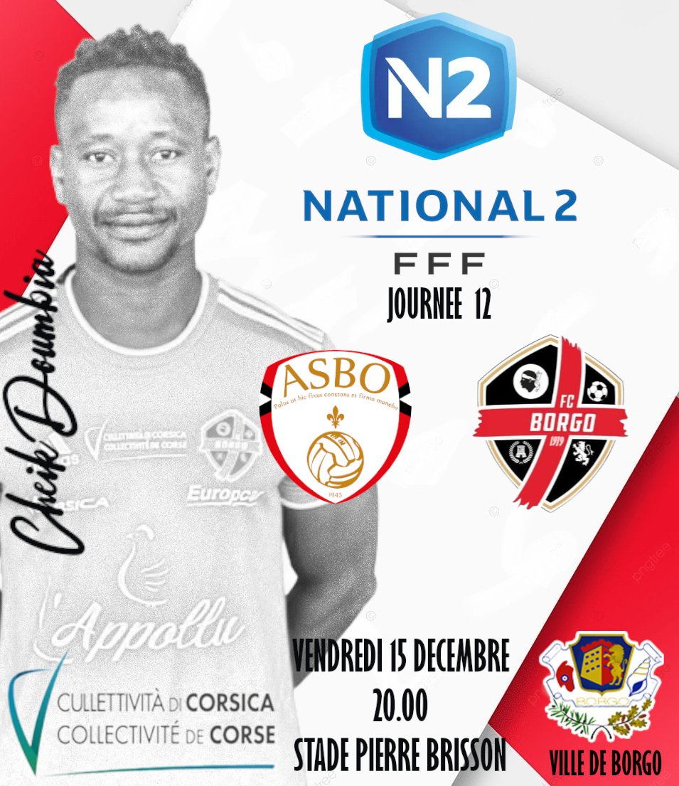 Championnat National 2️⃣ ⚔️ @ASBeauvaisOise - FC Borgo ⚽️ journée 12 📅 Vendredi 15 décembre ⌚️ 20h00 🏟 Stade Pierre Brisson 5 derniers matchs FC Borgo : ❌️✅️❌️🤝✅️ AS Beauvais Oise : ✅️❌️❌️🤝❌️ Forza FCB ❤️🖤