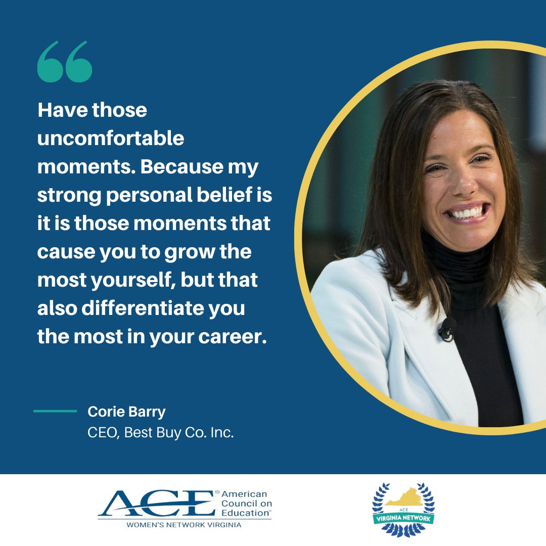 "Have those uncomfortable moments. Because my strong personal belief is it is those moments that cause you to grow the most yourself, but that also differentiate you the most in your career."

- Corie Barry, CEO, Best Buy Co. Inc.

#MondayMotivation #TVN #WomenWhoLead