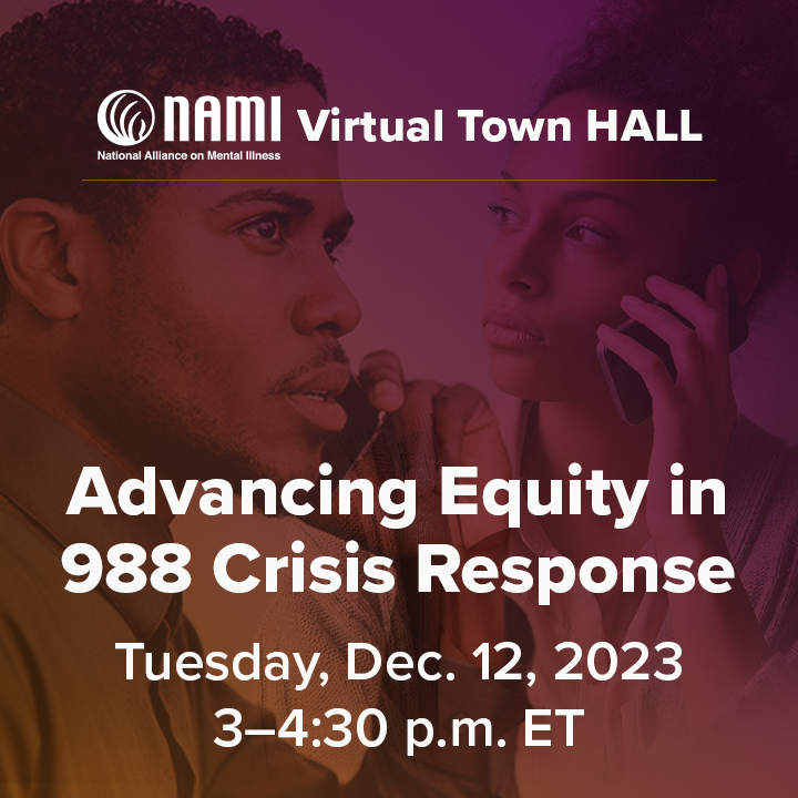 Join for our virtual town hall “Advancing Equity in 988 Crisis Response.” You will hear from experts on strategies for advancing equity in mental health crisis response and service expansion to meet the needs of diverse communities. Register today >> bit.ly/47DG4K9
