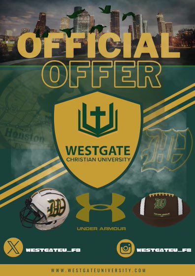 I'm blessed to receive an offer from 🙏🔥@WestgateU_FB #AGTG 
<a href="/OlaMuhammad14/">Life Coach Ola Muhammad</a> <a href="/CoachDavis99/">COACH D</a>