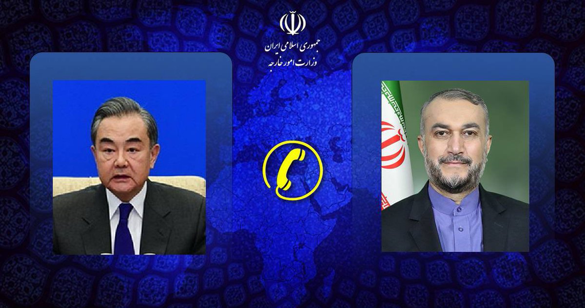 #Iran & #China FMs had a phone call over Palestine. Iranian FM said “the scope of the war in the region has expanded and if the attacks on Gaza do not stop immediately, there is a possibility that an explosion will occur in the region and things get out of all parties’ control.”