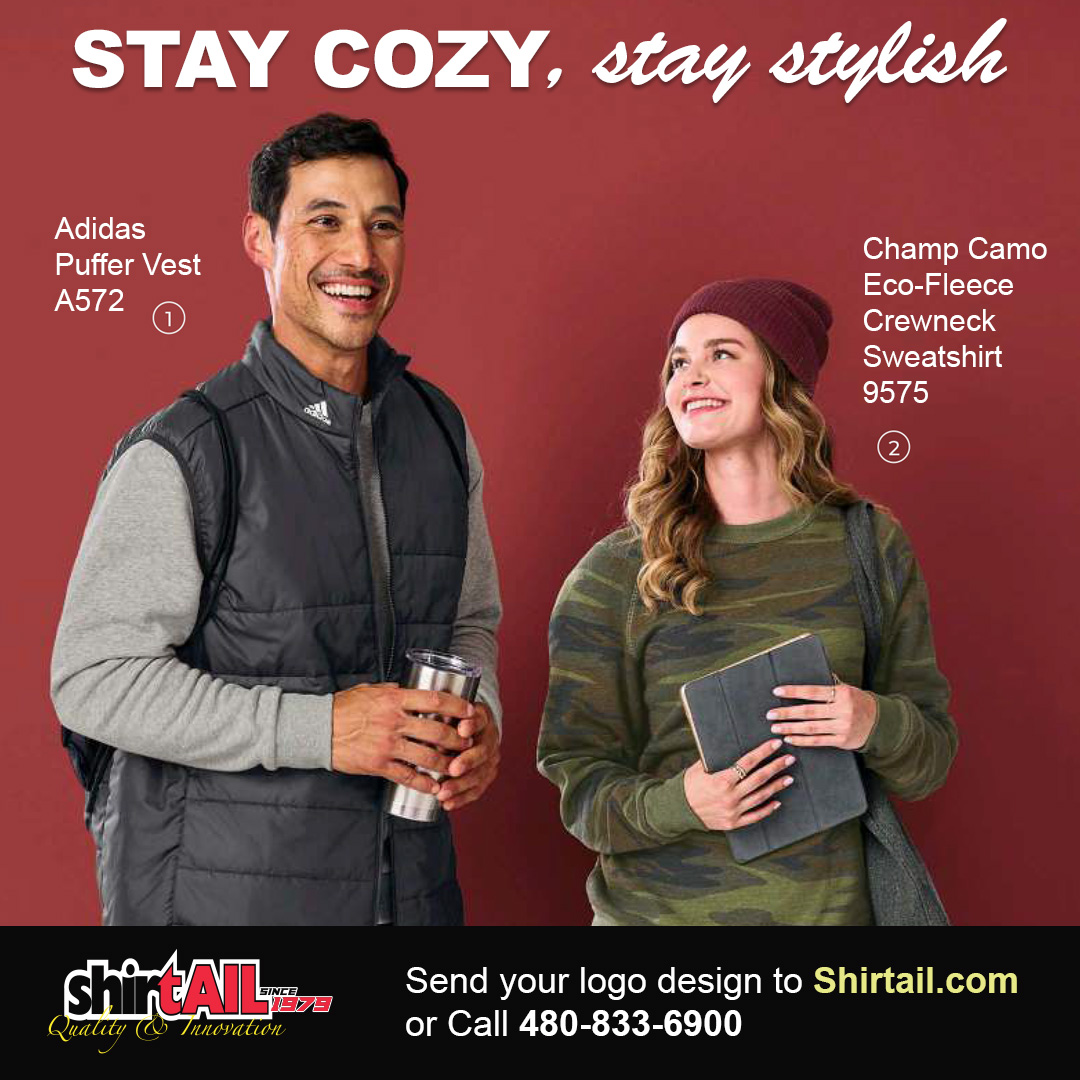 Fall into eco-friendly fashion picks this holiday season!
Here's your opportunity to pair your company logo with cool weather wear.
To order, or inquire, please visit us at: Shirtail.com
#WinterFashion
#CozyOutfits
#ColdWeatherStyle
#SnowDayAttire
#WarmAndStylish