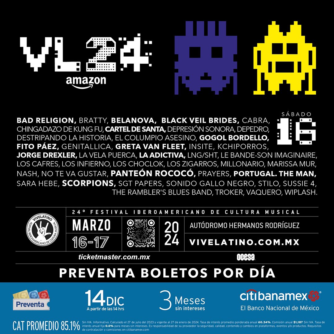 🇲🇽🐽 Tenemos fecha para el @vivelatino !!! Nos vemos el 16 de marzo en #VL24 junto a grandes artistas!!! 🤘🐽🤘 🗓️ 16 de marzo / Vive Latino / México 📍Autódromo Hermanos Rodríguez #lavelapuerca