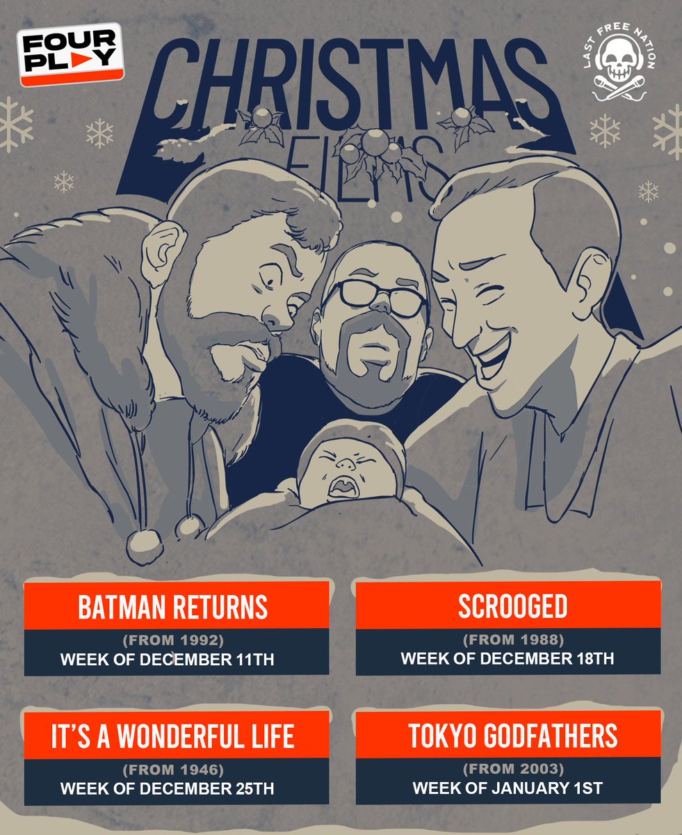 Now presenting... the poster for Four Play's foray into Christmas Films! We begin later this week with Batman Returns. Credit to @atantalas for another fantastic poster! @Thorin @RLewisReports @MonteCristo