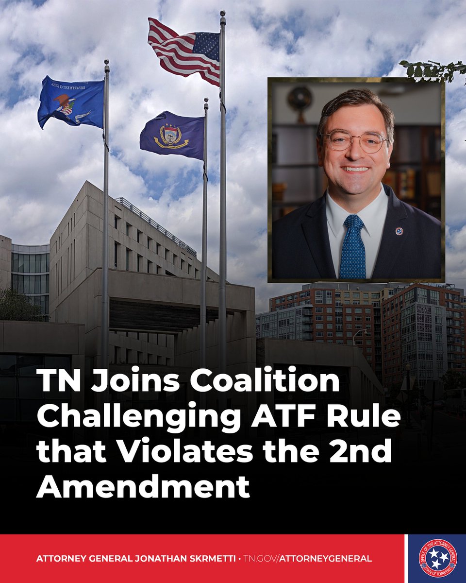 "Inserting a heavy-handed and punitive federal bureaucracy into small-scale transactions between family and friends is misguided and constitutionally suspect overreach." - AG Skrmetti

Our office submitted a public comment to the ATF.

➡️tn.gov/attorneygenera…