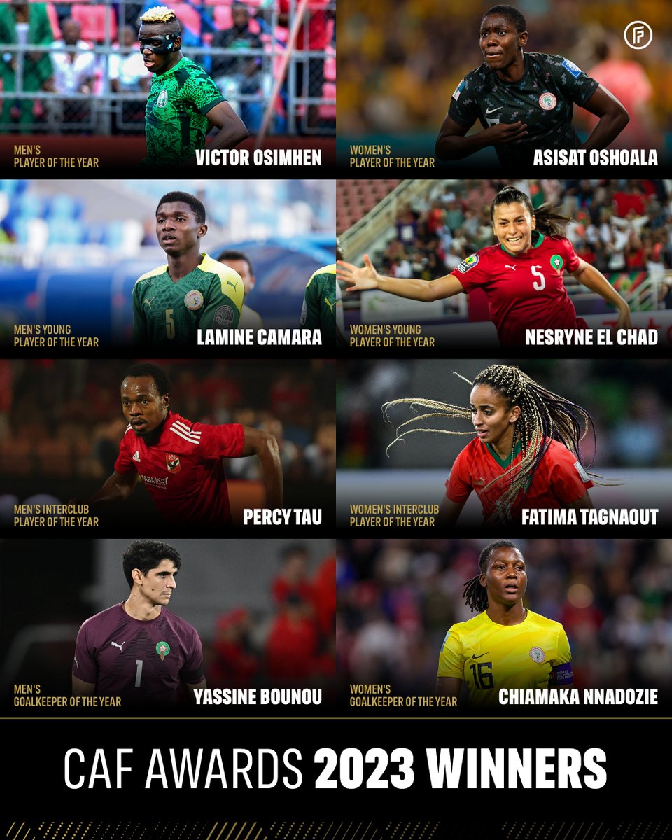 FIFPRO's tweet photo. The pride of Africa 🙌

Congratulations to all of tonight’s winners ✨

#CAFAwards2023 | @FIFPROAfrica https://t.co/Ti3cw89UrV
