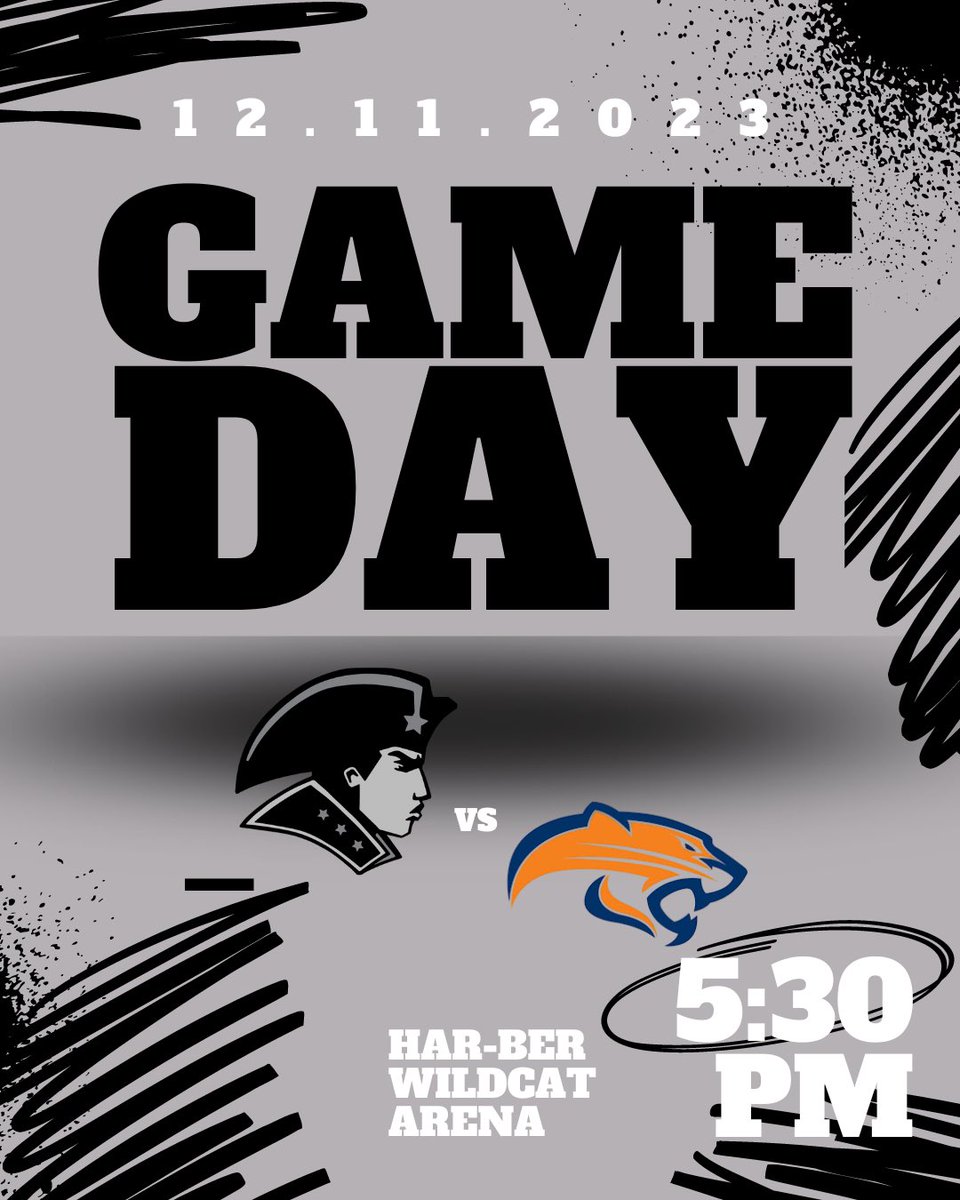 HAPPY GAME-DAY!! The Patriots are playing at Har-ber Wildcats Arena against the Southwest Cougars! jv tips at 5:30pm, and varsity tips off at 6:30pm!! #Patriotway #TGHT