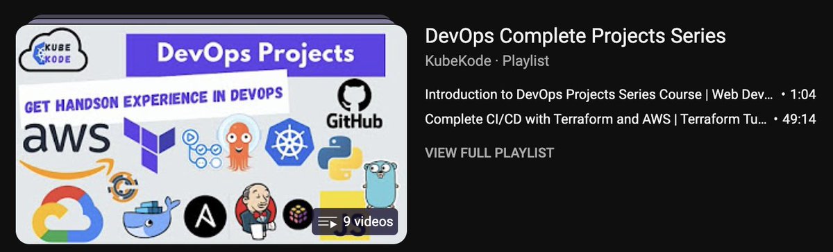 tush_tr604's tweet image. Found an amazing YouTube playlist for DevOps hands-on projects.

Check it out, 
link below👇👇👇