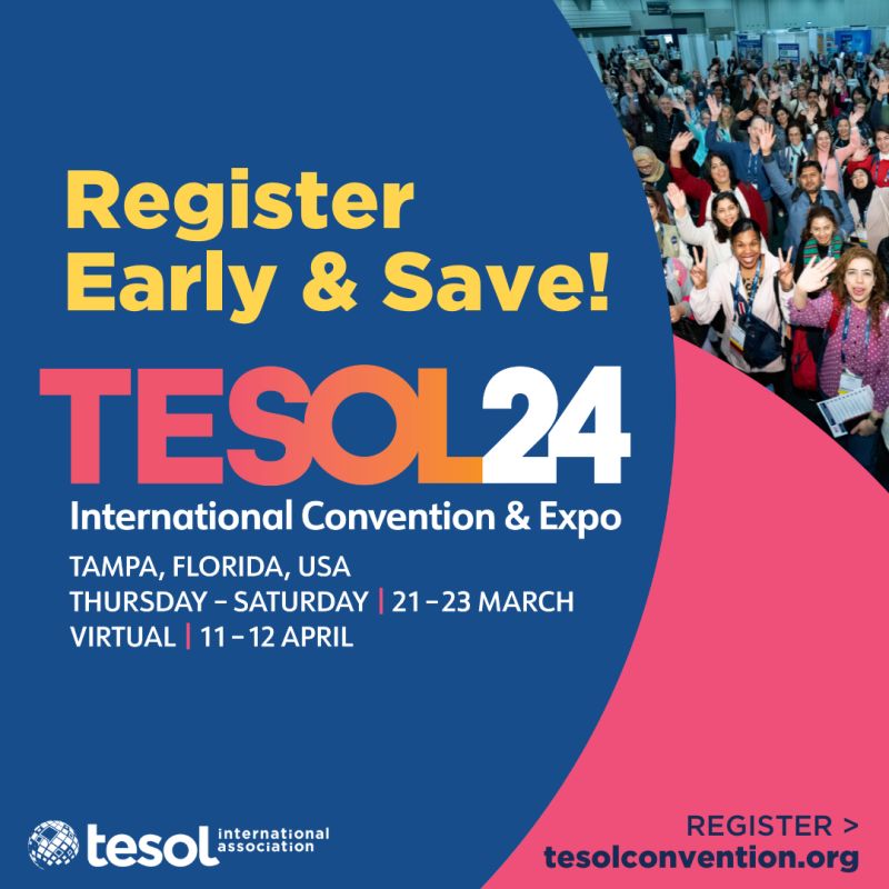 Sunshine State TESOL (@sstesol) on Twitter photo Join us in #Tampa, #Florida, USA, 21-23 March for #TESOL2024, the largest #ELT convention and expo. Are you interested in volunteering with our <a href="/SSTESOL/">Sunshine State TESOL</a> team? Sign up here: lnkd.in/dKPu4s2N Learn more at tesolconvention.org! #TESOL #TEFL #TESL #ELT Join us in #Tampa, #Florida, USA, 21-23 March for #TESOL2024, the largest #ELT convention and expo. Are you interested in volunteering with our <a href="/SSTESOL/">Sunshine State TESOL</a> team? Sign up here: lnkd.in/dKPu4s2N Learn more at tesolconvention.org! #TESOL #TEFL #TESL #ELT