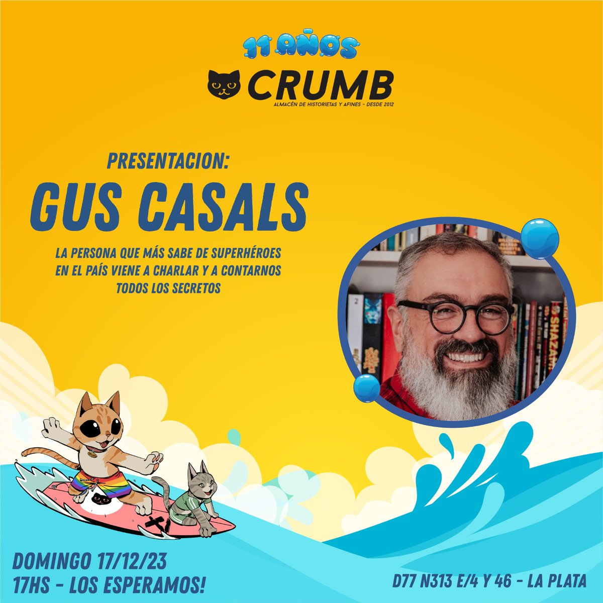 Espacio CRUMB (@espaciocrumb) on Twitter photo Cumplimos 11 años!
El proximo domingo 17 de diciembre Festejamos 11 años de esta belleza que es CRUMB!
Nos visita por primera vez <a href="/solina/">solina</a> y <a href="/GusCasals/">Gus Casals</a> charlar sobre todos sus libros junto a <a href="/el_bru/">Alanmooreano | @el-bru.bsky.social</a>
Ya lo saben, DOMINGO 17 DE DICIEMBRE DESDE LAS 17hs! Cumplimos 11 años!
El proximo domingo 17 de diciembre Festejamos 11 años de esta belleza que es CRUMB!
Nos visita por primera vez <a href="/solina/">solina</a> y <a href="/GusCasals/">Gus Casals</a> charlar sobre todos sus libros junto a <a href="/el_bru/">Alanmooreano | @el-bru.bsky.social</a>
Ya lo saben, DOMINGO 17 DE DICIEMBRE DESDE LAS 17hs!