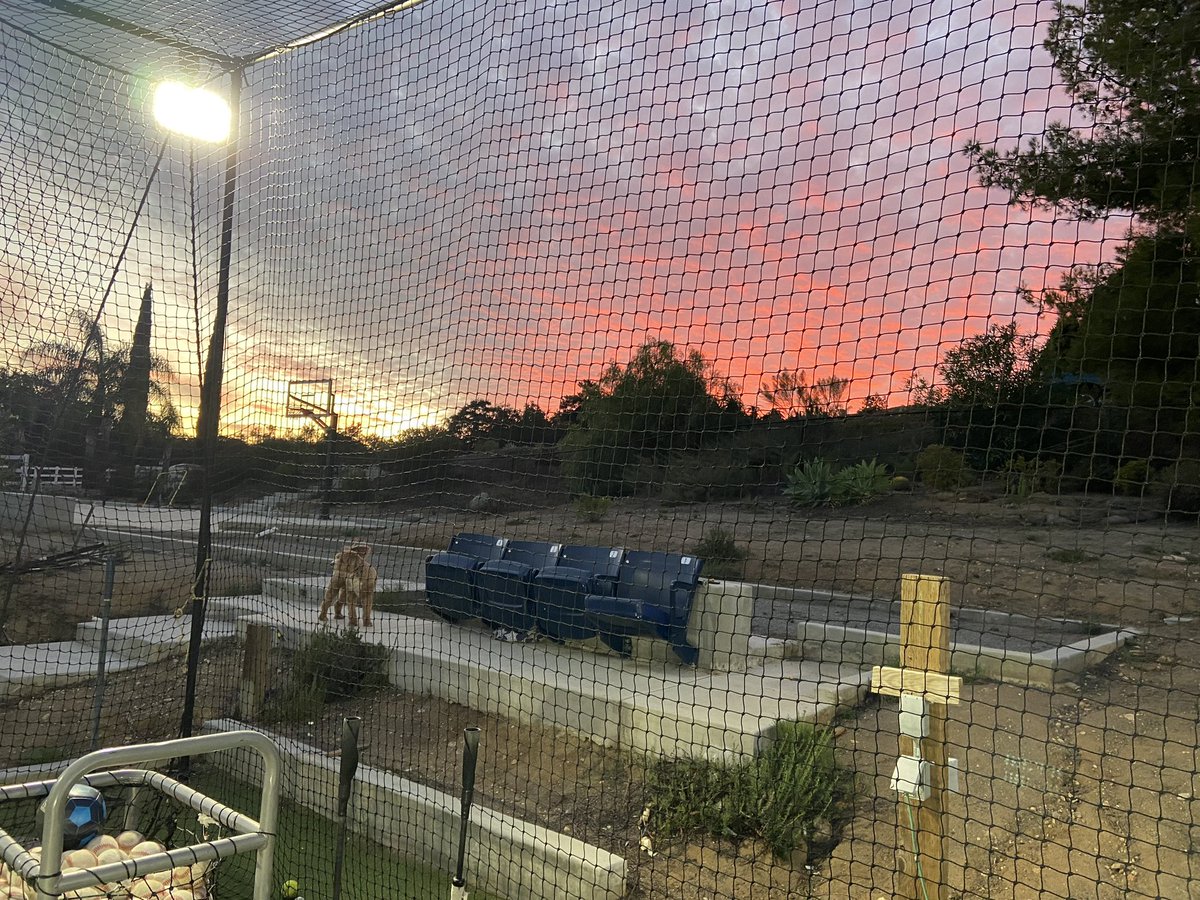 Night bp at the house with these views 

December in SoCal 

#battingpractice #baseball