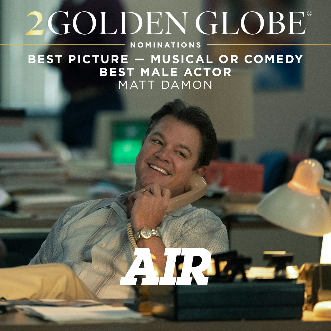 Congratulations to Matt Damon and all involved with #AIRMovie on their #GoldenGlobe nominations!