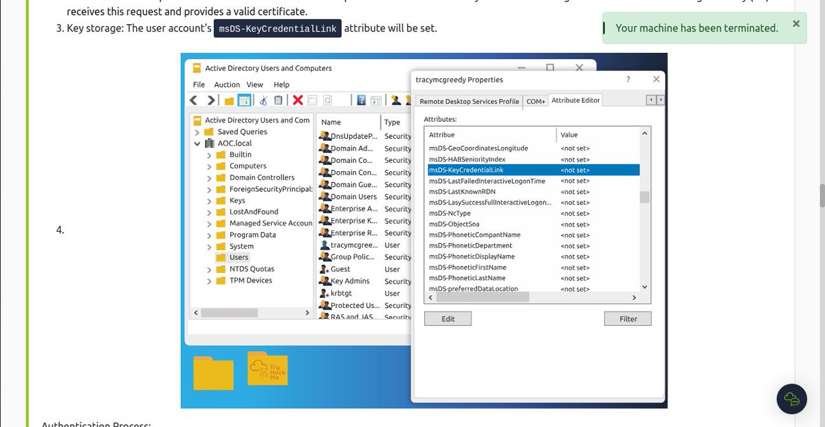 ElhorbityOmar's tweet image. [Day 11] Done of #AdventOfCyber by @RealTryHackMe &apos;Active Directory Jingle Bells, Shadow Spells&apos; learned how the Shadow Credentials attack works #adventofcyber2023