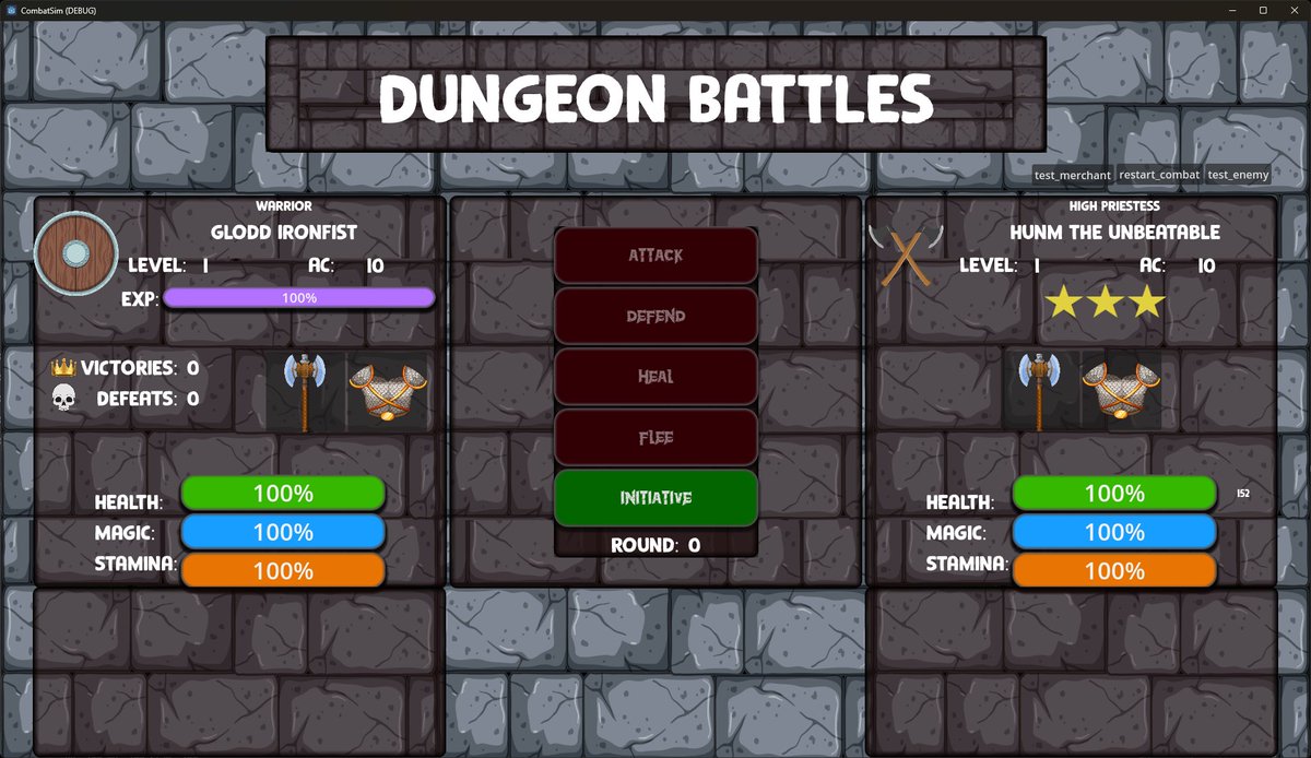 ProfitzTV's tweet image. Workflow is getting better from new character -> battle.
38 rounds to take the rare mob, Hunm the Unbeatable, High Priestess!
#Godot4 #GDScript #IndieDev #GameDev #TheBaldDev