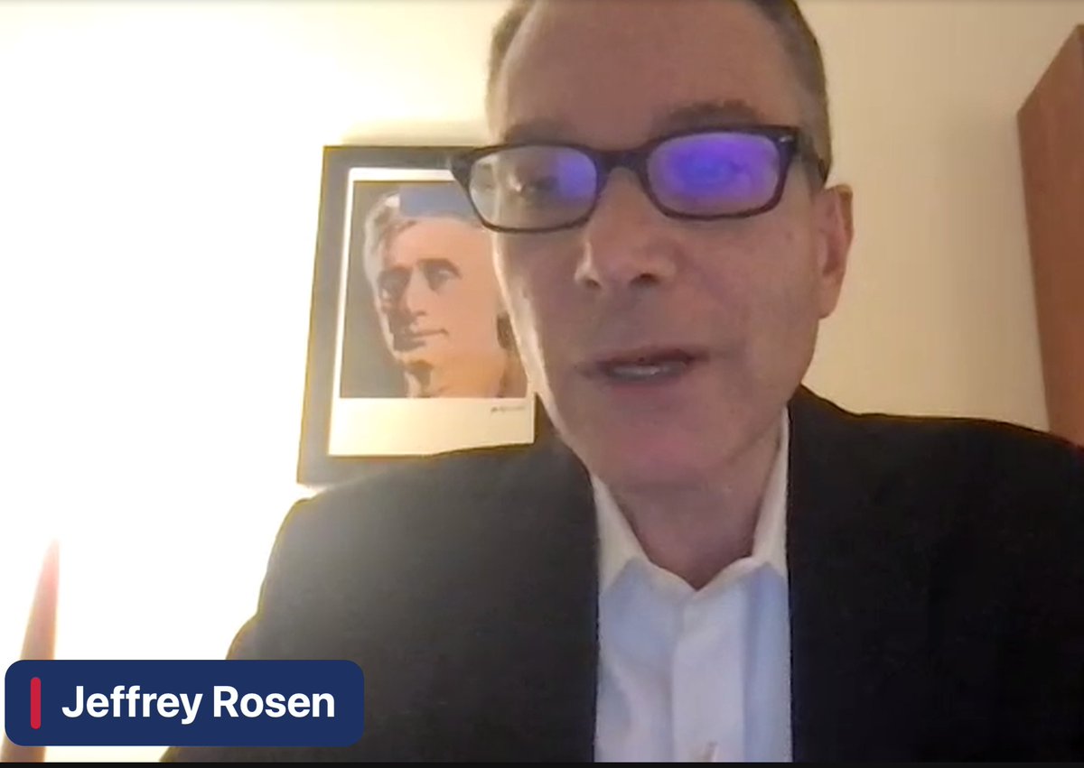 Incredible interview with Robert Post from @YaleLawSch by @RosenJeffrey and #AmericasTownHall! Absolutely wide learning curve on the Taft Court and so much more. And best of all, a little Brandeis! Thank you @ConstitutionCtr!