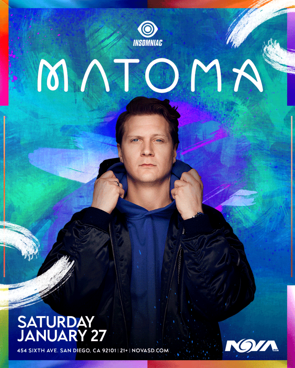 Dance to the warm, tropical beats of @MatomaOfficial, Saturday 1/27! 🌴 Early bird $10 tickets are on sale NOW → novasd.com/matoma