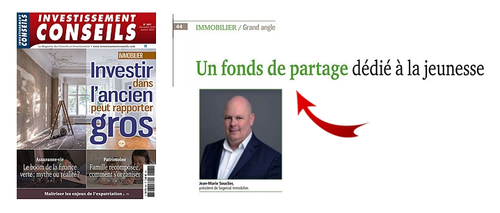 #ACTUELLEMENT EN #KIOSQUE 🏁
🟥<a href="/invest_mag/">Investissement Conseils</a> Immobilier/Grand angle : Premier fonds de partage commercialisé par <a href="/SOGENIALIMMO/">SOGENIAL IMMOBILIER</a>  dédié à la #jeunesse la #SCPI Coeur d'Avenir #CDA💗