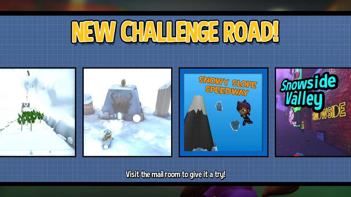 A new Challenge Road is now available! Visit the mail room to give it a try!