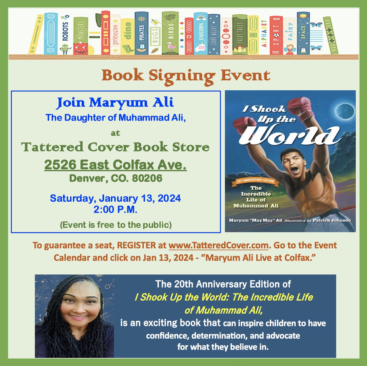 If you are in Denver, CO, I will be at the East Colfax Ave location of TATTERED COVER BOOK STORE on Sat, Jan 13 at 2pm. Hope to see you there! @TatteredCover