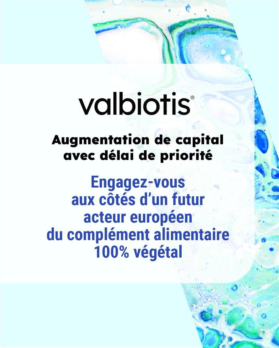 Valbiotis annonce le lancement d'une augmentation de capital d'un montant de 15 millions d'euros sécurisée par des engagements à hauteur de 91,7% de son montant brut. 

En savoir plus ➡️ bit.ly/47QsZx6