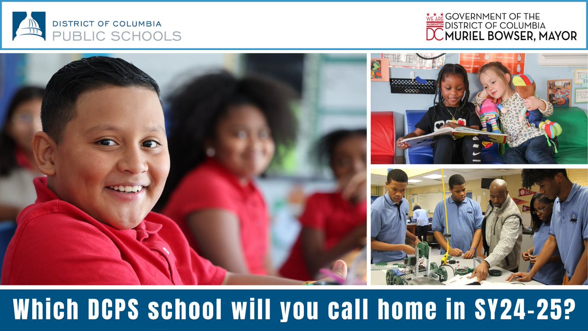 DC Public Schools (@dcpublicschools) on Twitter photo The <a href="/MySchoolDC/">My School DC</a> lottery application for next school year is now open! To learn all about your <a href="/dcpublicschools/">DC Public Schools</a> options, visit EnrollDCPS.dc.gov and then apply at apply.myschooldc.dc.gov.
🗓️ High School deadline: February 1, 2024
🗓️ PK3-8th Grade deadline: March 1, 2024 The <a href="/MySchoolDC/">My School DC</a> lottery application for next school year is now open! To learn all about your <a href="/dcpublicschools/">DC Public Schools</a> options, visit EnrollDCPS.dc.gov and then apply at apply.myschooldc.dc.gov.
🗓️ High School deadline: February 1, 2024
🗓️ PK3-8th Grade deadline: March 1, 2024