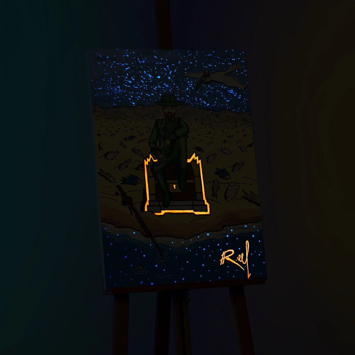 Made this Glow-in-the-dark Painting of Fisherman inspired by Old School Runescape! 😁

#osrs #runescape #oldschoolrunescape