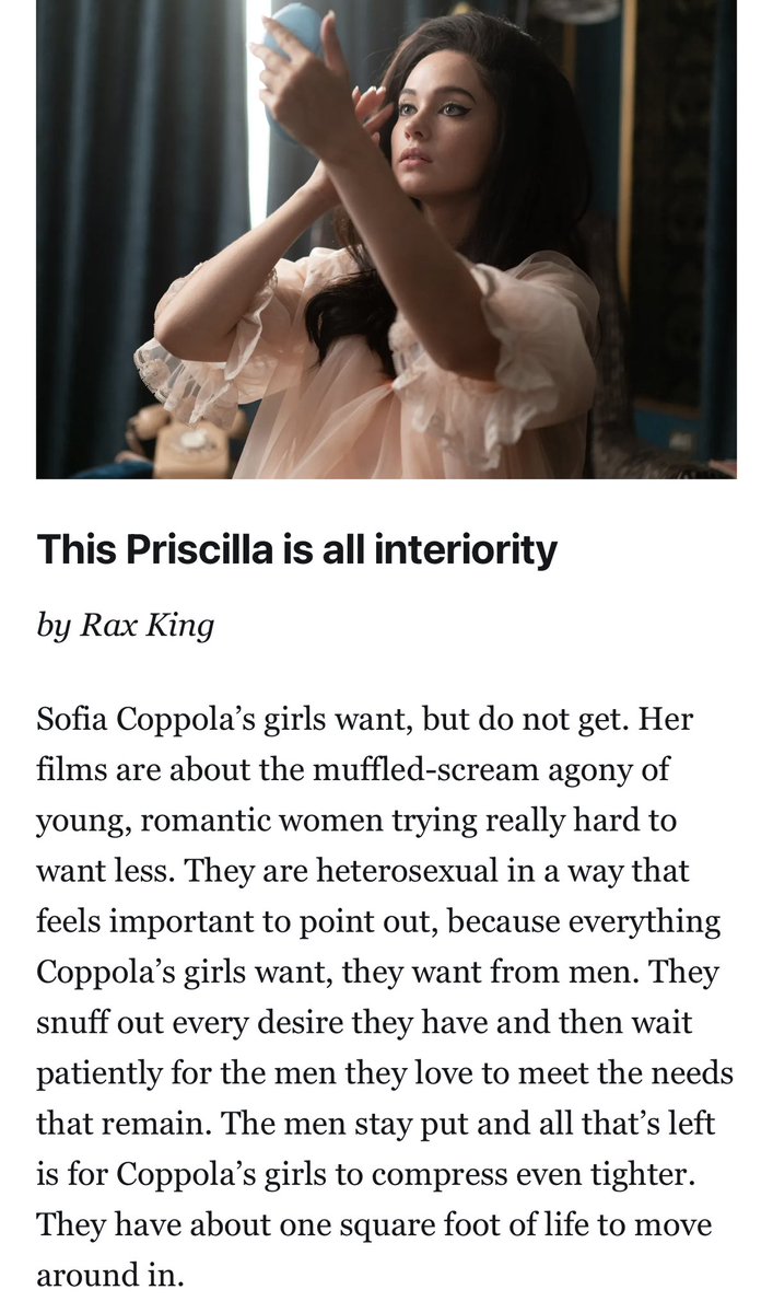 i didn’t do that much work for publications in 2023 because i’ve been hard at work on my second book SLOPPY 💋 but my favorite of this year’s published pieces is probably my review of Priscilla for @lukeoneil47’s Welcome to Hell World welcometohellworld.com/when-i-call-i-…