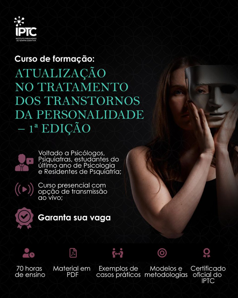 cursos_iptc's tweet image. #Psicologia #Curso #Transtornodepersonalidade #Atualização #Personalidade