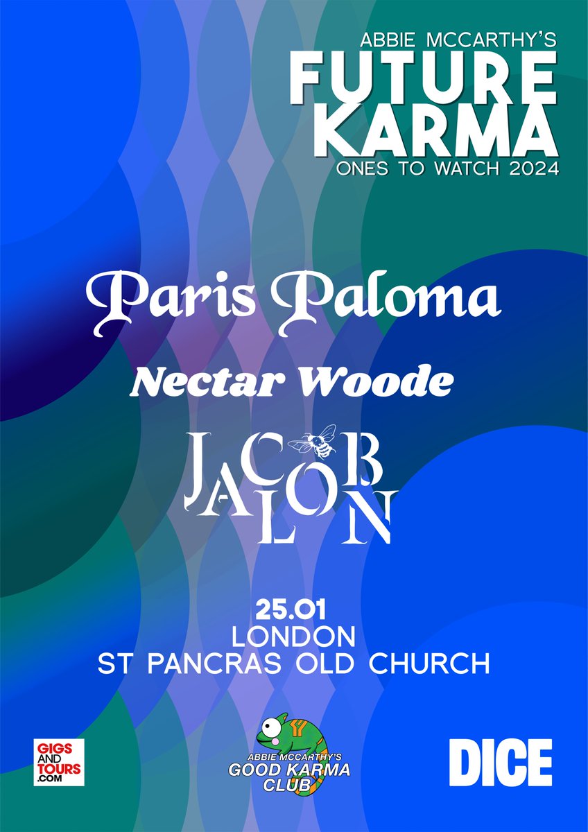 St Pancras Old Church Music (@spocmusic) on Twitter photo Tickets on sale now for <a href="/AbbieAbbiemac/">Abbie McCarthy</a>'s Future Karma Presents: Paris Paloma, <a href="/nectarwoode/">Nectar Woode</a> and Jacob Alon
Tickets available via: tix.to/AMFKEM
<a href="/goodkarma_club/">Good Karma Club</a> Tickets on sale now for <a href="/AbbieAbbiemac/">Abbie McCarthy</a>'s Future Karma Presents: Paris Paloma, <a href="/nectarwoode/">Nectar Woode</a> and Jacob Alon
Tickets available via: tix.to/AMFKEM
<a href="/goodkarma_club/">Good Karma Club</a>