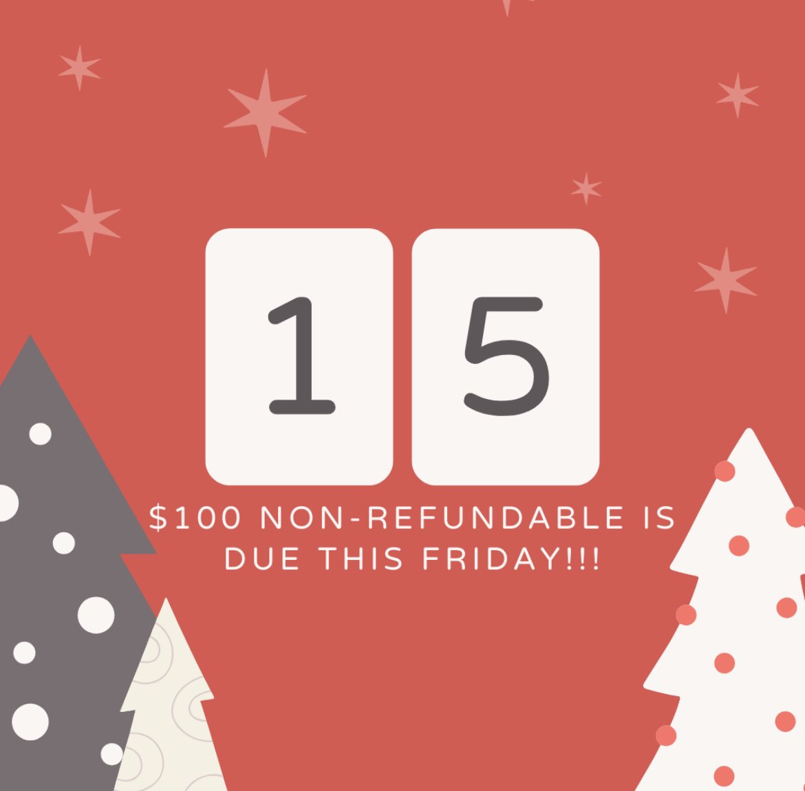 The $100 non-refundable fee is due this FRIDAY!!! You can pay at the GMHS website under “Online Payments” or pay in cash or check in Ms. Poole’s room (1709) to get a receipt. 

Just to keep in mind: The remaining balance (prob $75)  will be due January 31st!