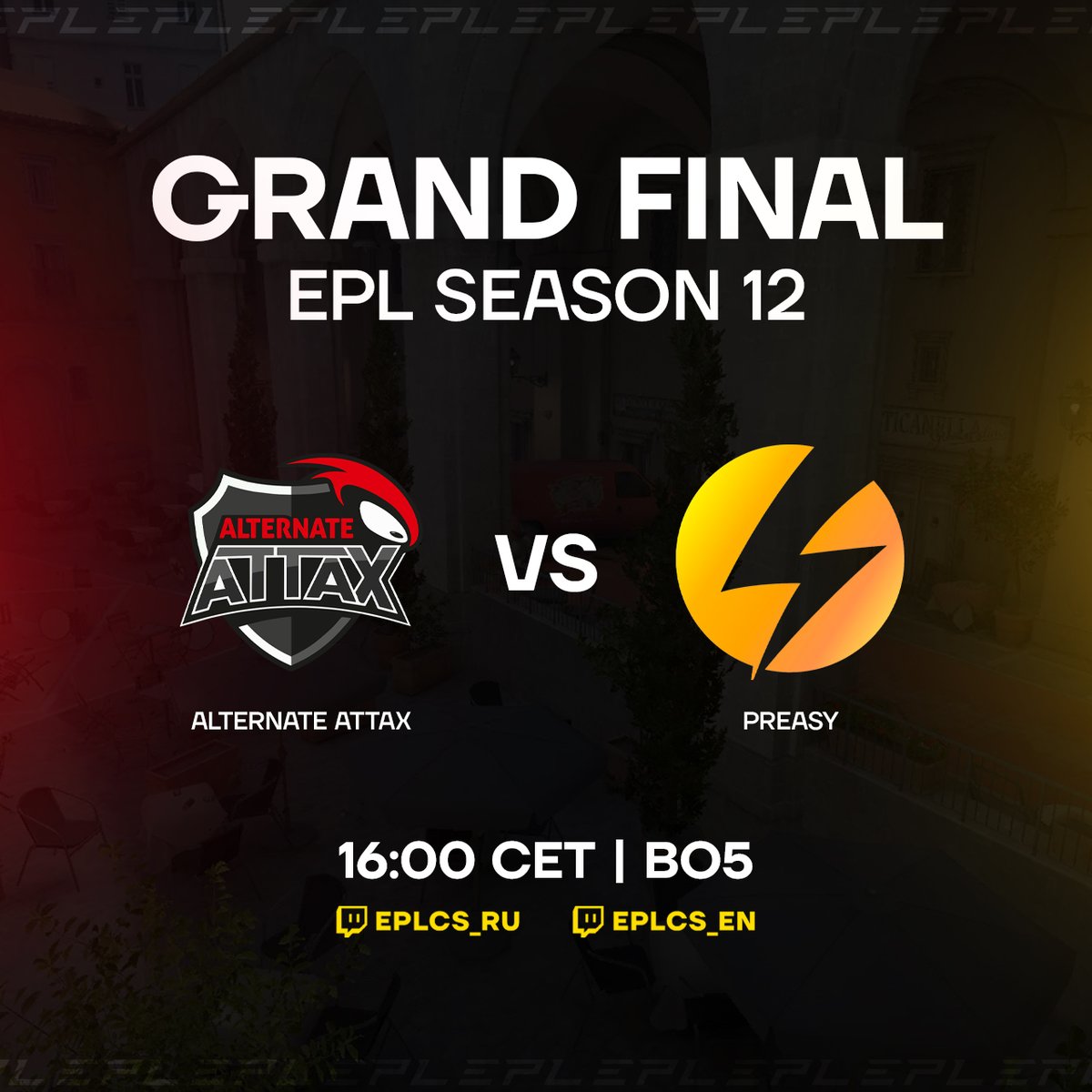 🔥 MATCH of the DAY / GRAND-FINAL EPL Season 12 🔥

In the main battle of the season @PreasyEsport  and <a href="/ATNattax/">ALTERNATE aTTaX</a>  will play against each other. By the way, the victory of one of the teams was predicted by casters. Let's see if they were right 

Which team are you rooting for?