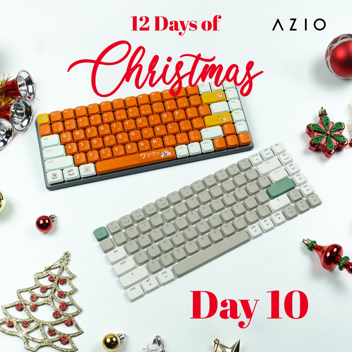 It's Day 10! Join our 12 Days of Christmas giveaway on our Instagram starting today! #azio #keyboard #mouse #design #tech #holiday #christmas #december #family #happyholidays #sale #gift #present #shop #promo #promotion #giveaway #free #win #freegift #sweepstakes #merry