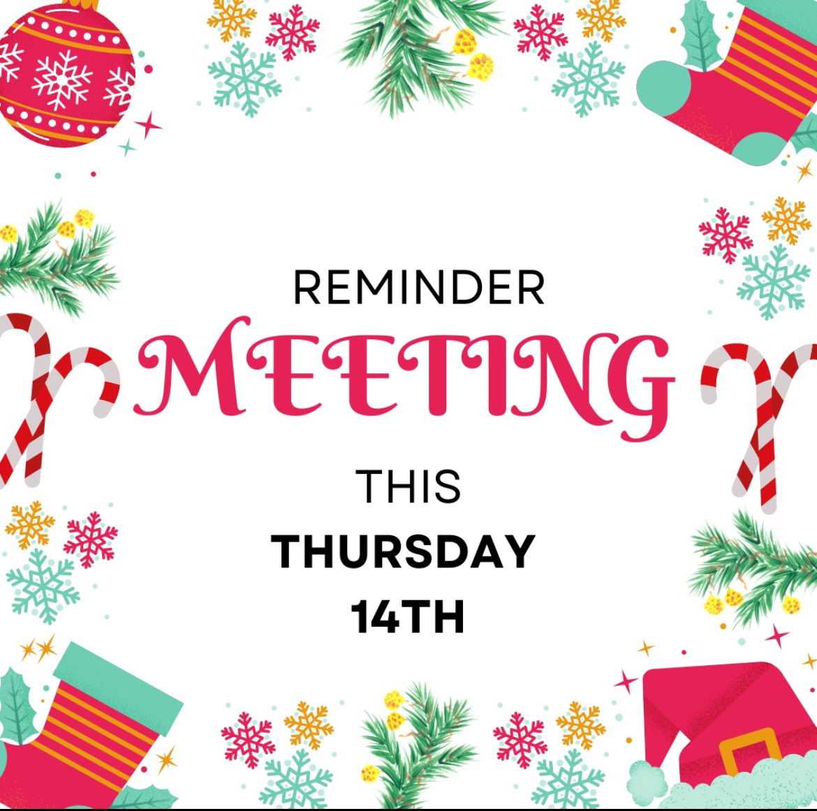 We have a meeting this THURSDAY!! Please be there! We will have hot cocoa and some snacks!