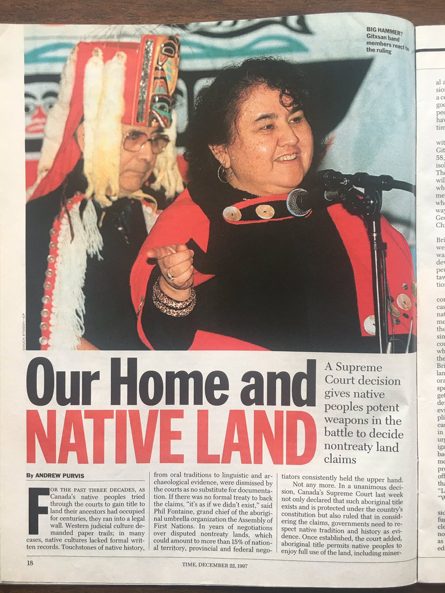 Time magazine covering historic Dec. 11, 1997 Supreme Court of Canada Delgamuukw-Gisdaway decision #bcpoli #delgamuukw #aboriginaltitle