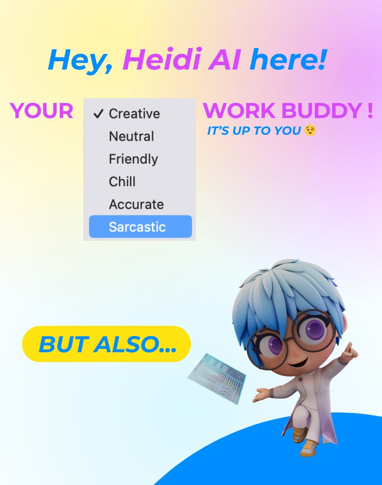 hi_heidi_ai's tweet image. Working is about to become a real pleasure thanks to me, Heidi, your new work buddy. ✌🏼

#ArtificalIntelligence #AI #EasyAI #EasyToUseAI #HowToAI
