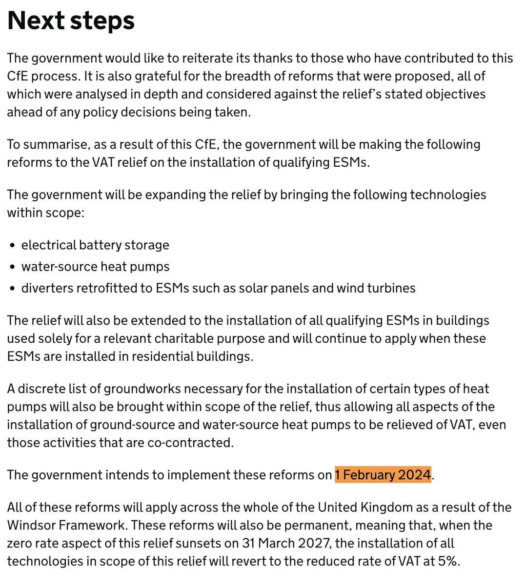 myenergystack's tweet image. UK gov plans to include VAT relief on Batteries from 1st Feb 2024: gov.uk/government/con…