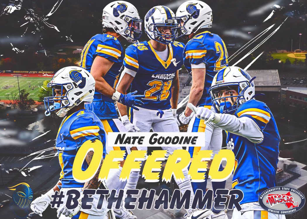 Nate Goodine (@nategoodine) on Twitter photo Thank you to <a href="/WSU_LancerFB/">Worcester State Football</a> for a great visit and Coach <a href="/AdamPeloquin/">Adam Peloquin</a> for extending an offer! <a href="/CoachKingman/">1FAM</a> Thank you to <a href="/WSU_LancerFB/">Worcester State Football</a> for a great visit and Coach <a href="/AdamPeloquin/">Adam Peloquin</a> for extending an offer! <a href="/CoachKingman/">1FAM</a>