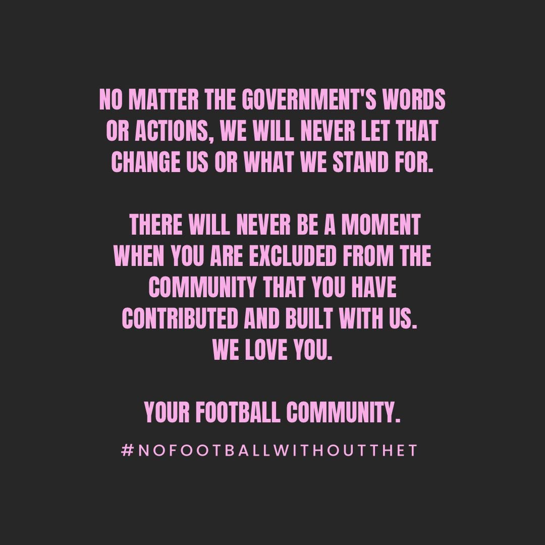 The message is loud and clear, there is #NoFootballWithoutTheT