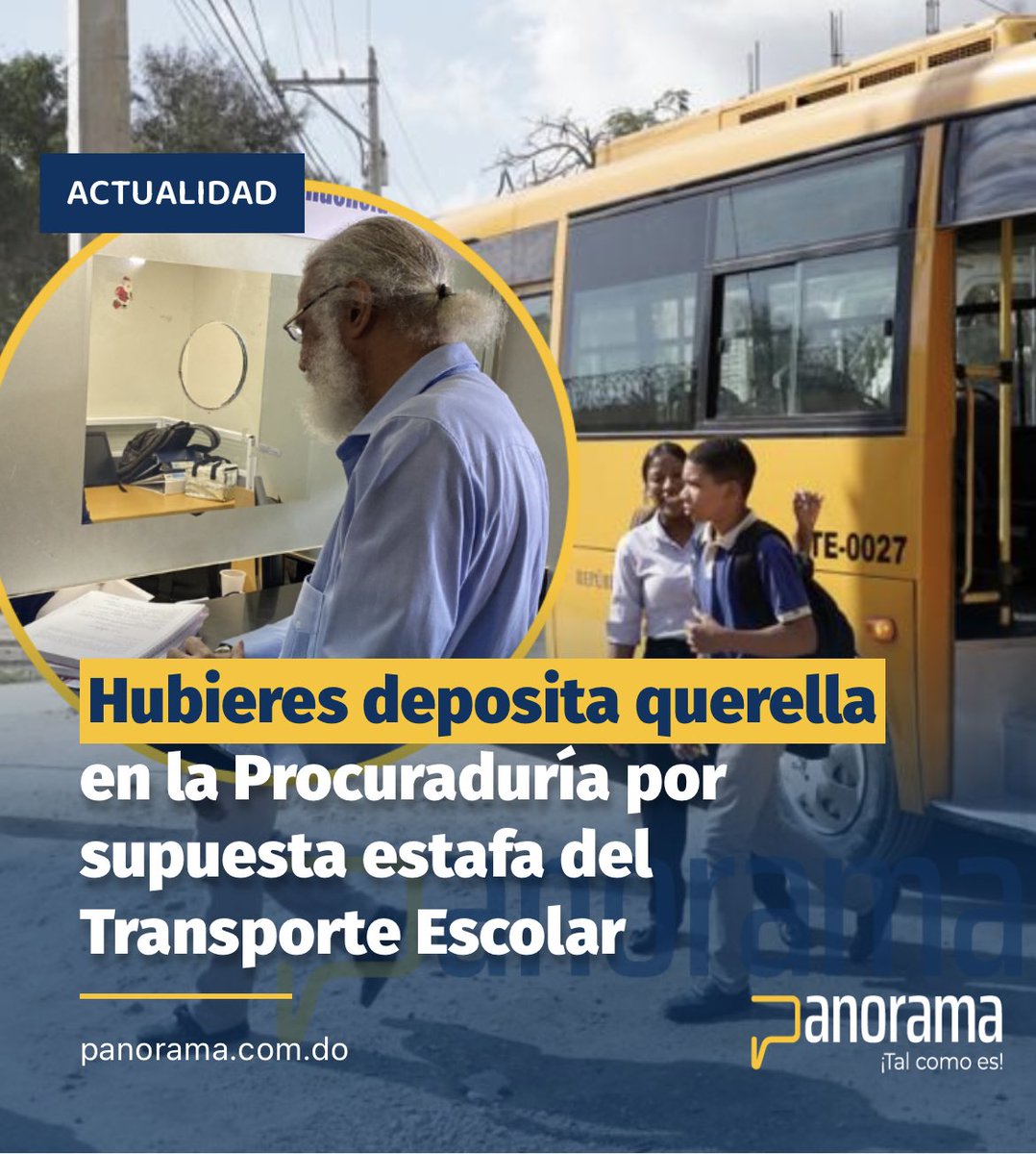 #Panorama_Actual 
Juan Hubieres, depositó una querella a los fines de que se investigue los más de dos mil 500 millones de pesos invertidos en el programa de Transporte Escolar. 

Lea: panorama.com.do/hubieres-depos…

#Panorama #JuanHubieres #Hubieres #Querella #Trae #TransporteEscolar