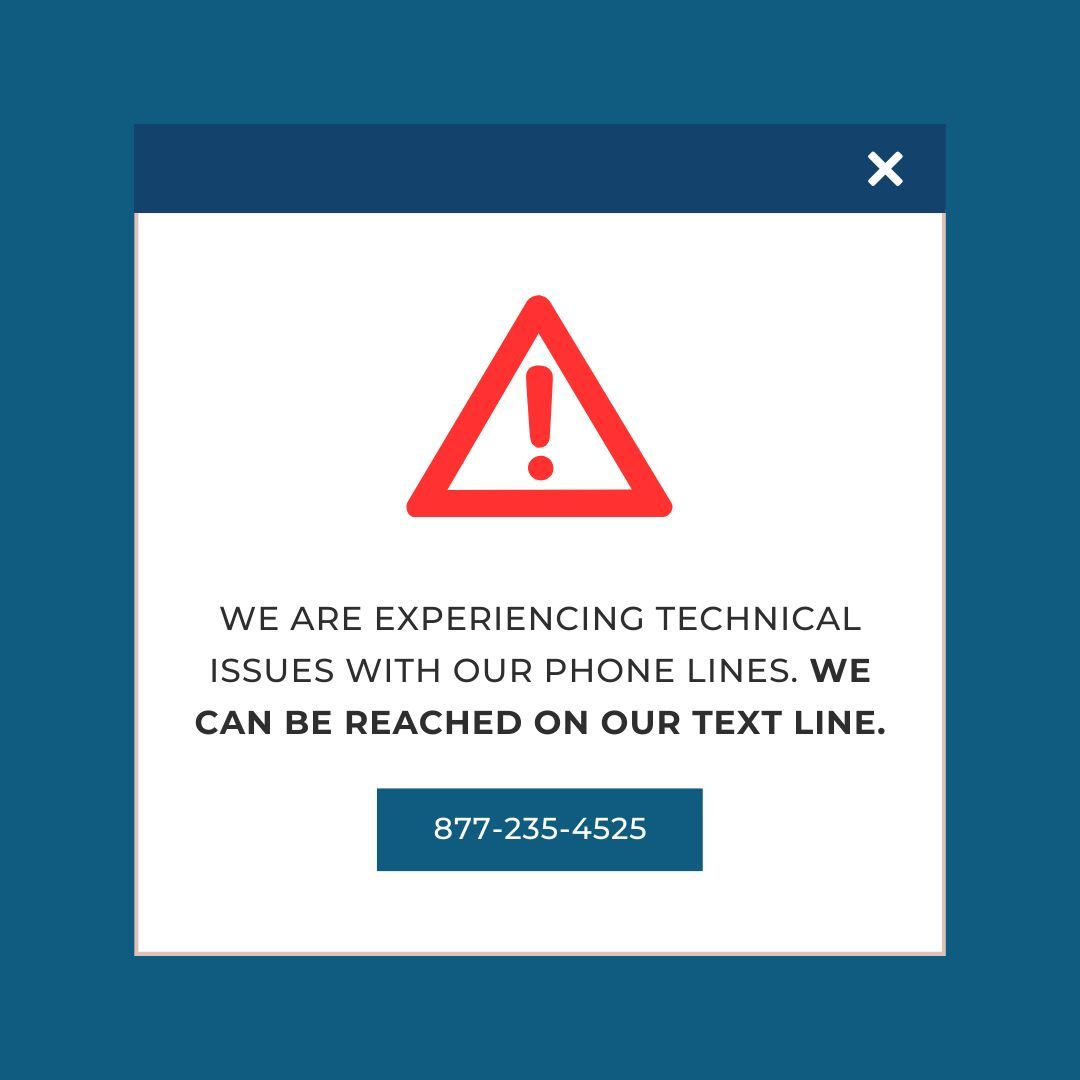 HopeLineNC's tweet image. Our phone lines are currently down, please text us if you need us! 877-235-4525